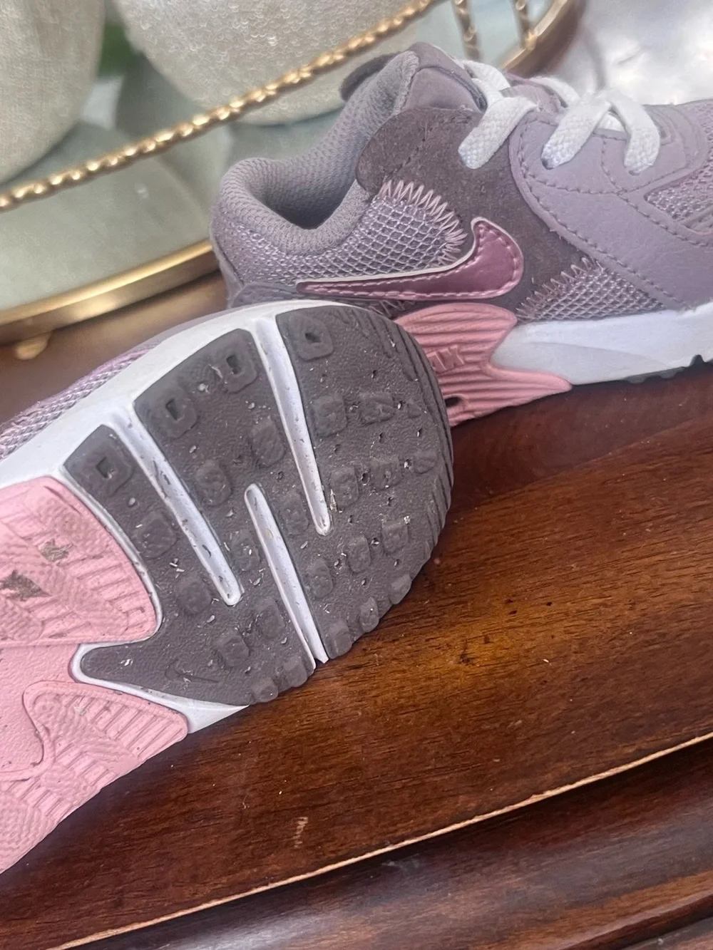 Nike Kids Mauve Sneakers with Pink Swoosh